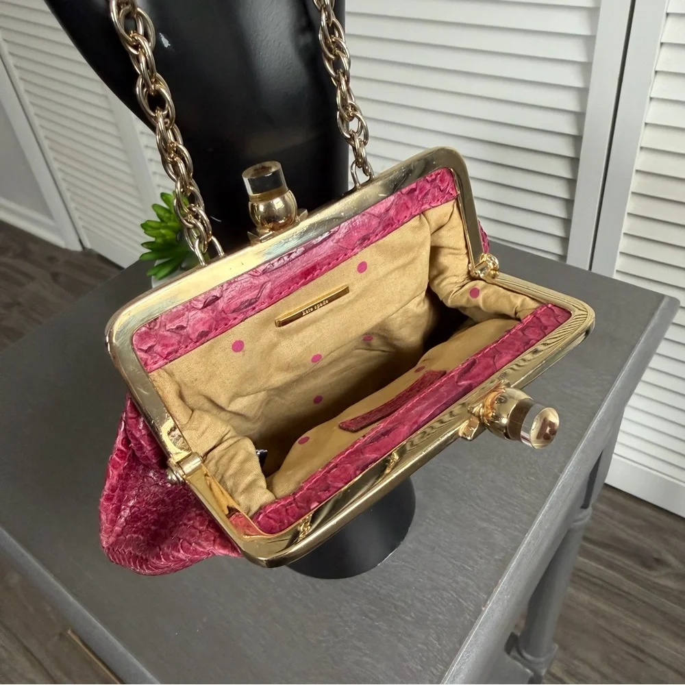 Vintage Kate Spade Exotic Snakeskin Pink Kiss lock coin purse mini handbag